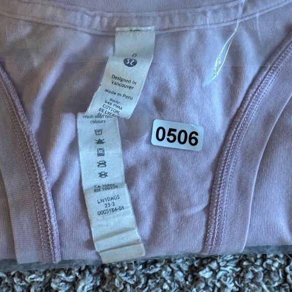 Lululemon Love Tank Top Womens Size 0 Pima Cotton Blend Pink Peony Soft light - Picture 7 of 8